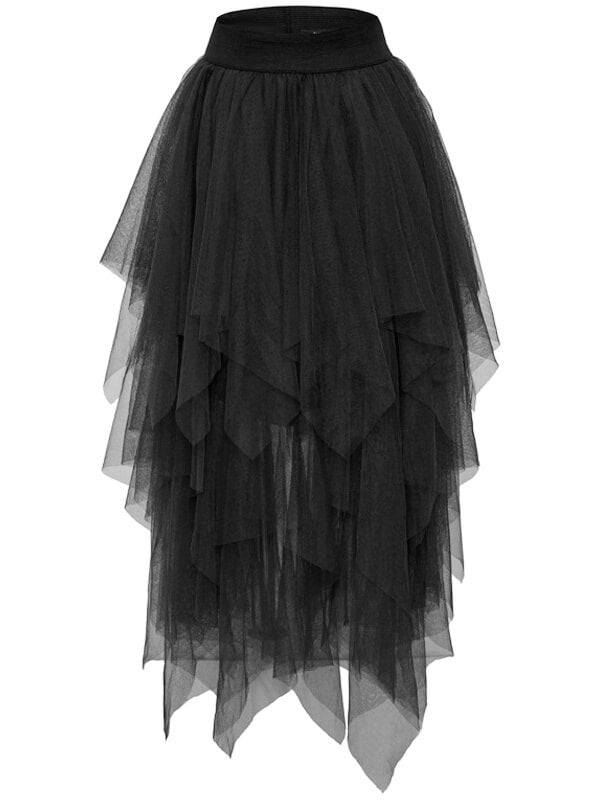 Airchics longue jupe irrégulière tulle punk femme noir
