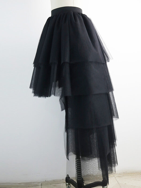 Airchics jupe longue à volantée tutu tulle swallowtail haut-bas noir