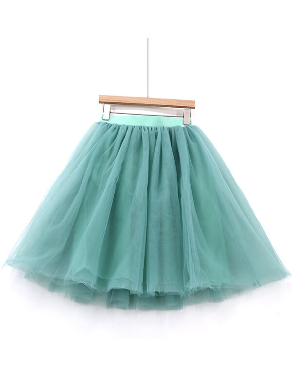 Airchics mi-longue jupe plissé bouffante tutu en tulle élégant femme vert d'eau