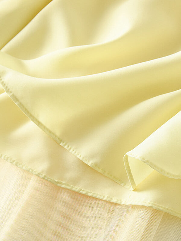 Airchics jupe longue unicolore tulle plissé élégant femme