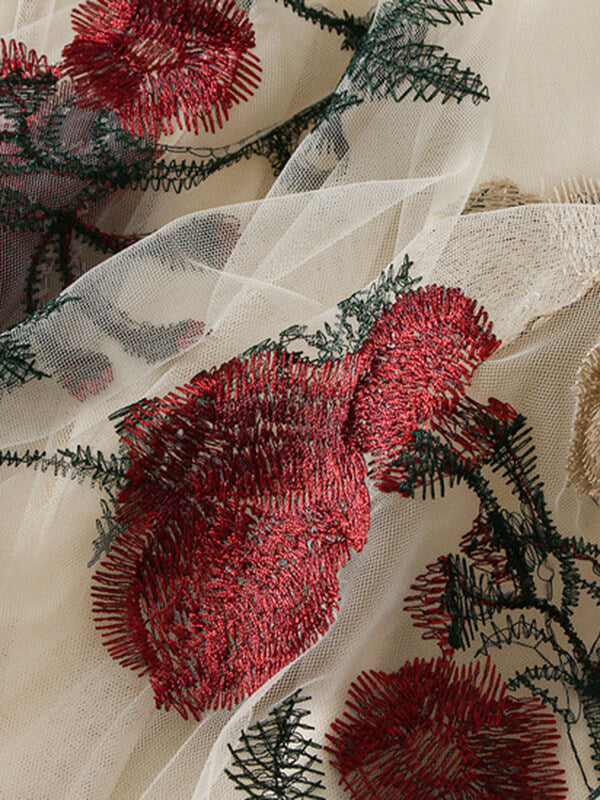 Airchics jupe longue tulle brodée fleurie femme élégant vintage