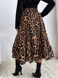 Airchics longue jupe trapèze léopard à volantée femme élégant mode