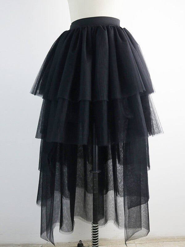 Airchics jupe longue à volantée tutu tulle swallowtail haut-bas noir