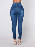 Airchics longue jeans slim fitness avec poches taille haute femme décontracté