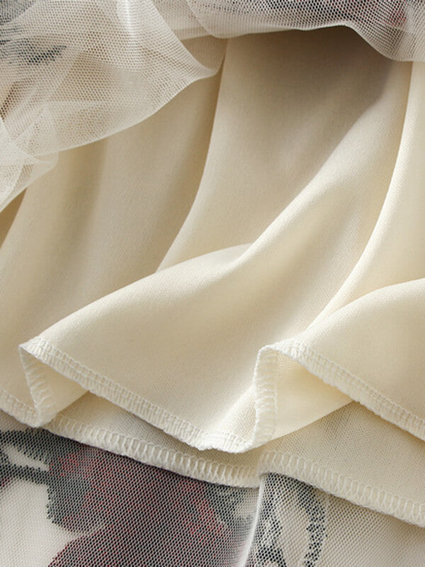 Airchics jupe longue tulle brodée fleurie femme élégant vintage