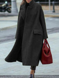 Airchics manteau long en laine ample boutons avec poches col à revers femme oversized