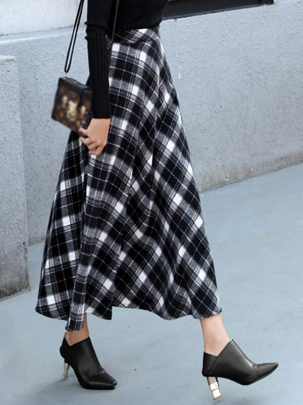 Airchics jupe longue carreaux avec poches fluide vintage femme