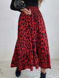 Airchics longue jupe trapèze léopard à volantée femme élégant mode