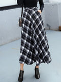 Airchics jupe longue carreaux avec poches fluide vintage femme