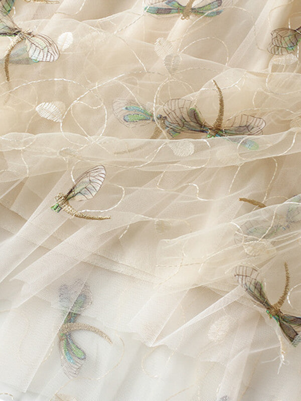 Airchics jupe longue tulle brodée fluide élégant femme