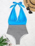 Airchics maillot de bain rayé licou dos nu femme tankini blanche