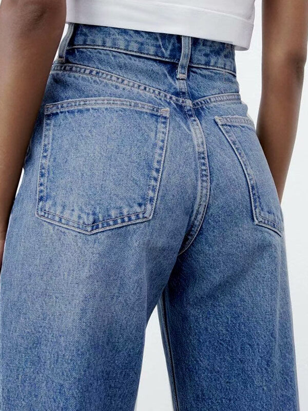 Airchics longue jeans droit larges jambes évasé déchiré troué femme mode