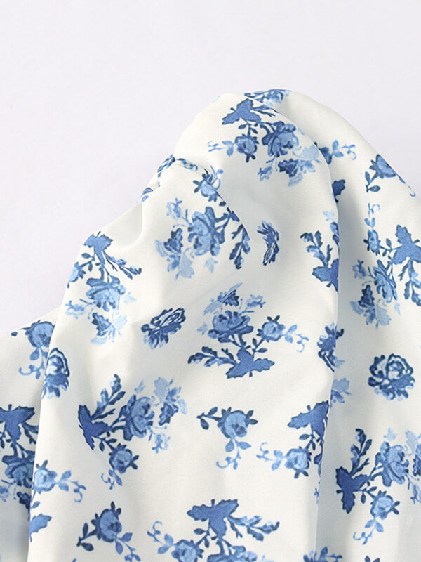 Airchics hauts imprimé à fleurie strappy col carré manches bouffantes femme mode