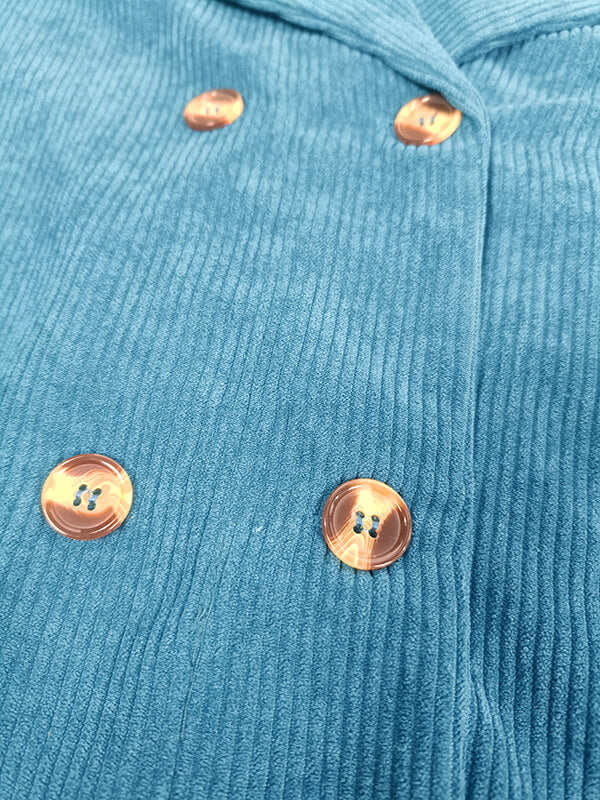 Airchics blazer unicolore double boutonnage velours cotelé col revers manches longues femme