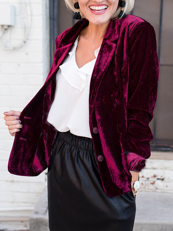Airchics blazer en velours col revers élégant mode femme veste