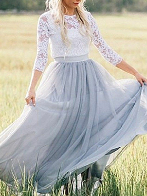 Airchics jupe longue demoiselle d'honneur bouffante tutu tulle élégant femme gris clair