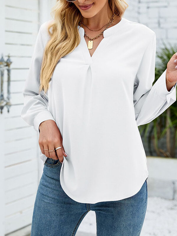 Airchics blouse unicolore mousseline v-cou manches longues femme élégant mode