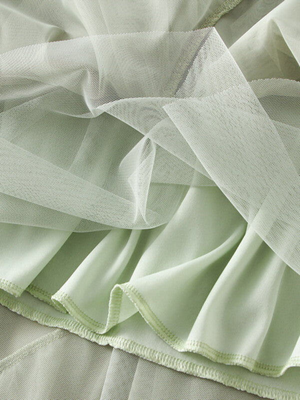 Airchics jupe longue irrégulière tulle unicolore froufrou femme mode