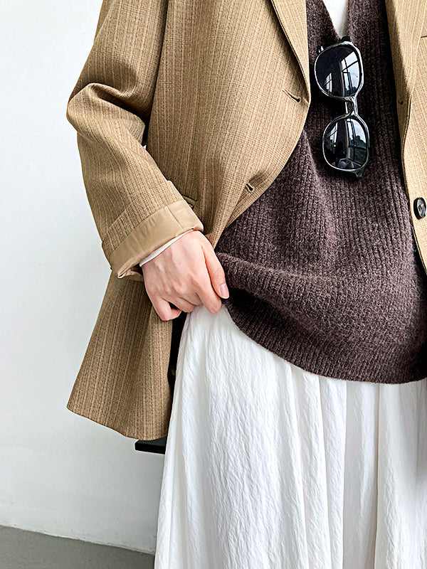 Airchics blazer rayé boutonnage avec poches manches longues femme mode