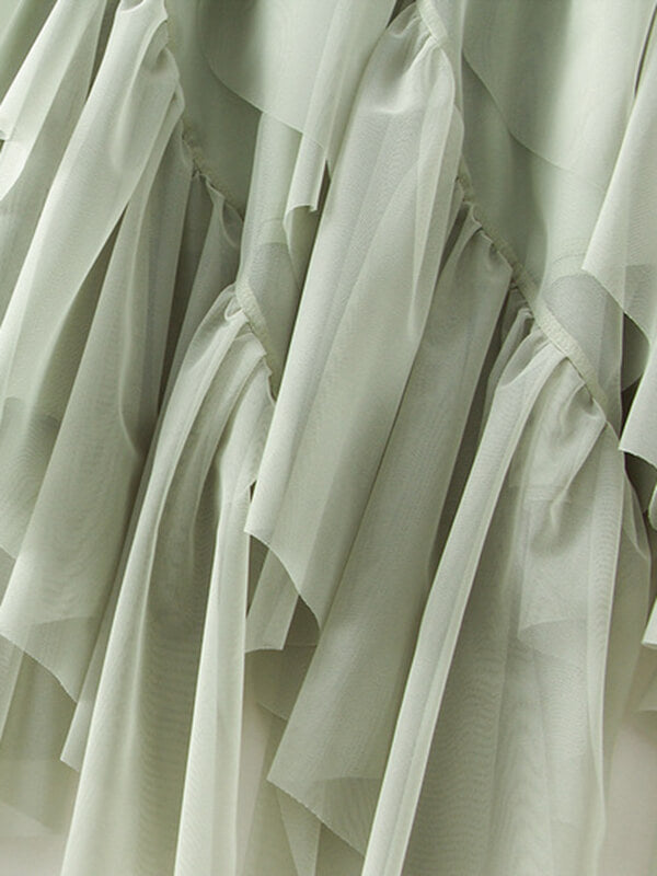 Airchics jupe longue irrégulière tulle unicolore froufrou femme mode