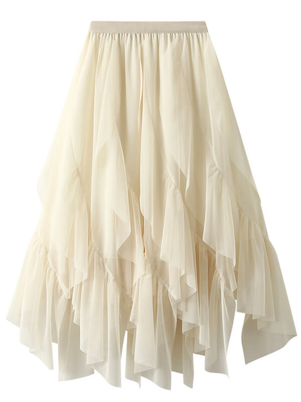 Airchics jupe longue irrégulière tulle unicolore froufrou femme mode