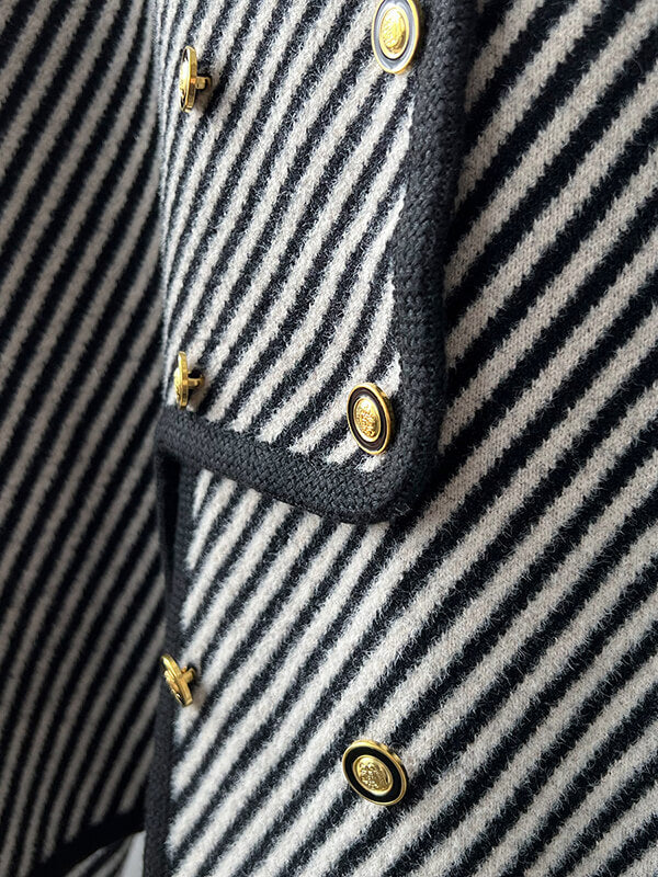 Airchics manteau rayé double boutonnage irrégulière femme mode