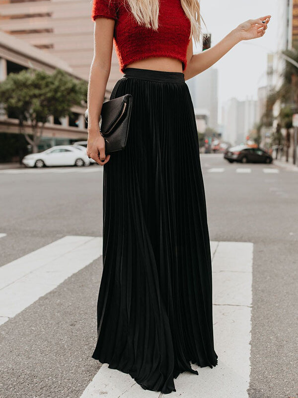 Airchics jupe maxi longue plissé élégant femme robe