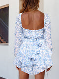 Airchics combishort imprimé à fleurie avec ceinture à volantée manches évasées femme mode