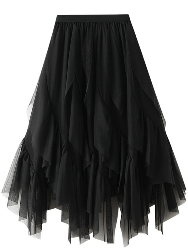 Airchics jupe longue irrégulière tulle unicolore froufrou femme mode