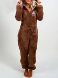 Airchics combinaison de pyjama polaire noël broderie capuche une pièce femme