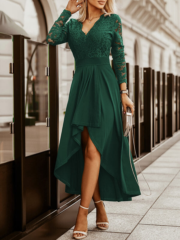 Vintage Long Robe en Dentelle à Court Devant Longue Derriere