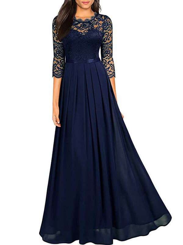 Vintage Robe Maxi Broderie Anglaise Fluide de Soirée