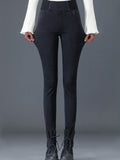 Airchics leggings thermiques chauds slim à taille haute doublés de polaire poches femme jean