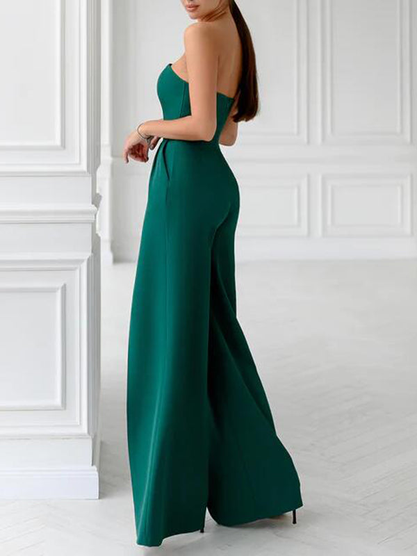 Airchics longue combinaisons bustier une pièce coton fendue cuisse dos nu sans manches femme élégant