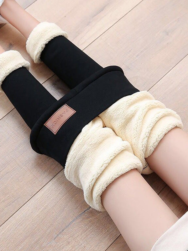 Airchics leggings slim doublé en polaire thermique taille haute femme mode patch Label