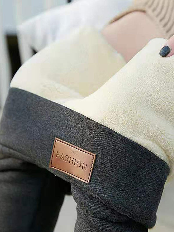 Airchics leggings slim doublé en polaire thermique taille haute femme mode patch Label