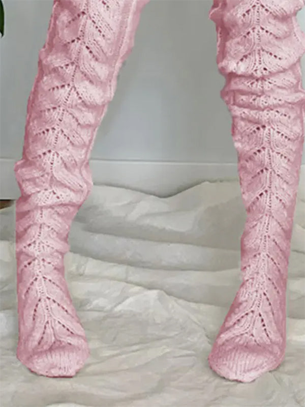 Airchics chaussette haute slim fitness unicolore femme casual mode automne hiver