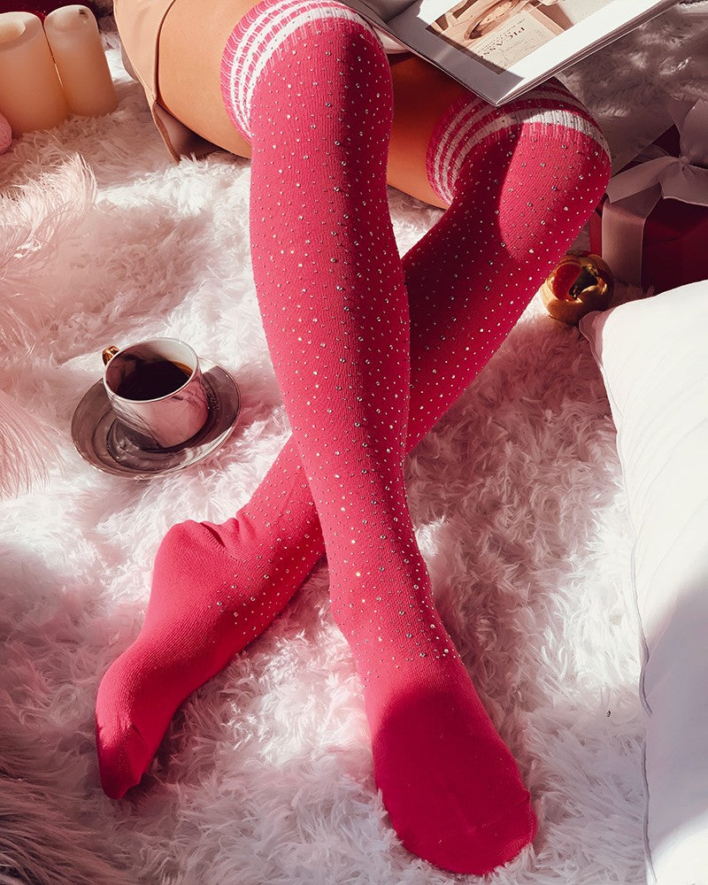 Airchics chaussette haute slim fitness rayé diamond femme casual mode Noël