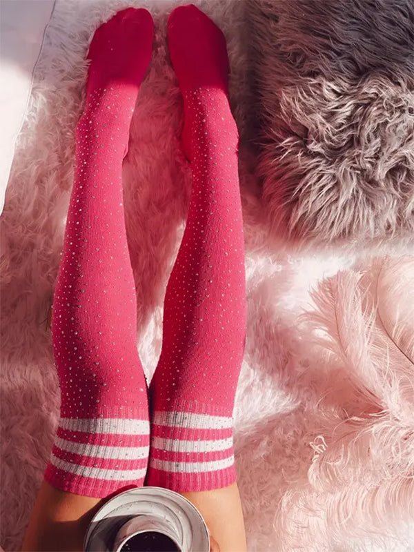 Airchics chaussette haute slim fitness rayé diamond femme casual mode Noël