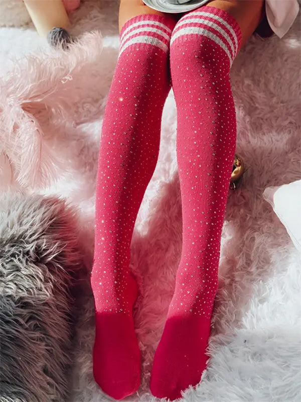 Airchics chaussette haute slim fitness rayé diamond femme casual mode Noël