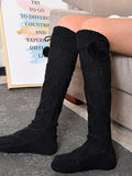 Airchics chaussette haute unicolore coton pompons femme casual mode automne hiver