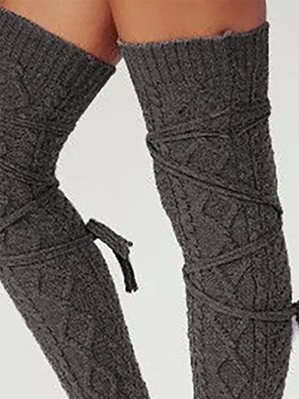 Airchics chaussette haute unicolore coton strappy femme casual automne hiver