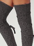 Airchics chaussette haute unicolore coton strappy femme casual automne hiver