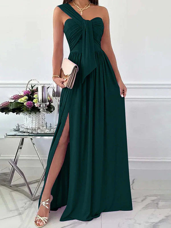 Tube Robe Longue Soirée sans Manches à Bretelle Unique Élégant