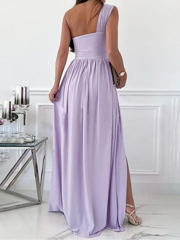 Tube Robe Longue Soirée sans Manches à Bretelle Unique Élégant