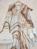 Robe Long Motif Tribal de Plage à Col en V Profond et Manches Longues