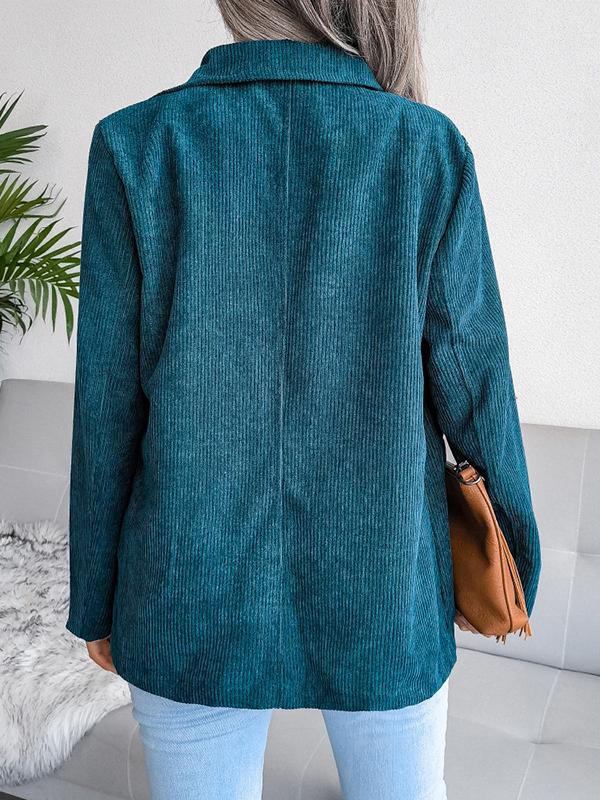 Airchics blazer unicolore double boutonnage velours cotelé col revers manches longues femme