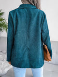 Airchics blazer unicolore double boutonnage velours cotelé col revers manches longues femme