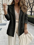 Airchics blazer coton double boutonnage avec poches col revers manches longues femme style tailleur