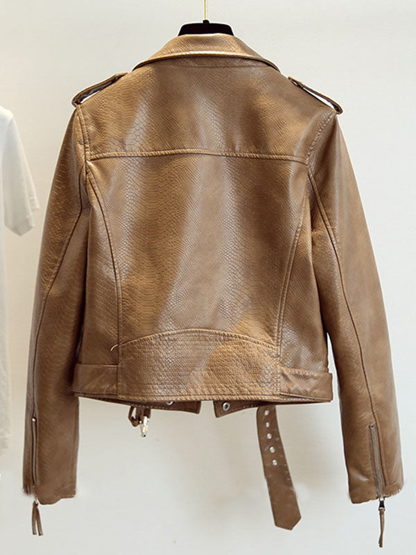 Airchics perfecto femme simili cuir fermeture éclair avec poches ceinture col revers veste